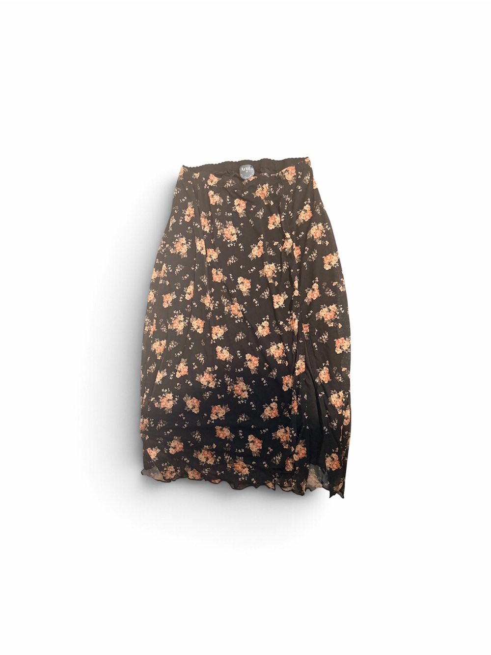 Arula Black Floral Midi Skirt